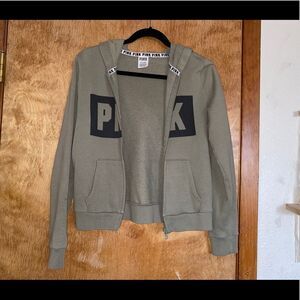 PINK Victoria’s Secret Army Green Zip Up Sweatshirt🍓🍋